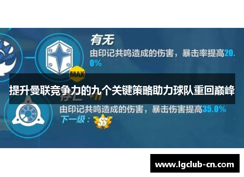 提升曼联竞争力的九个关键策略助力球队重回巅峰