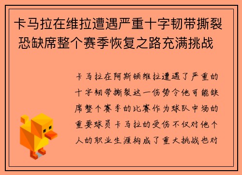 卡马拉在维拉遭遇严重十字韧带撕裂 恐缺席整个赛季恢复之路充满挑战